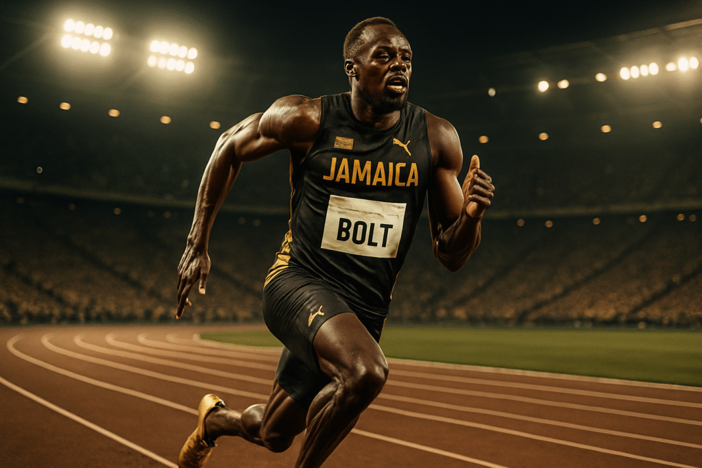 Usain Bolt biography image featuring Usain Bolt